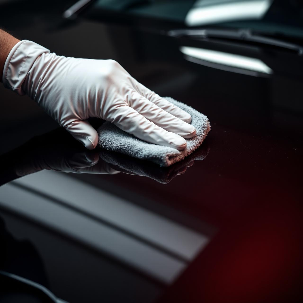 Detailer polishing a luxury car hood